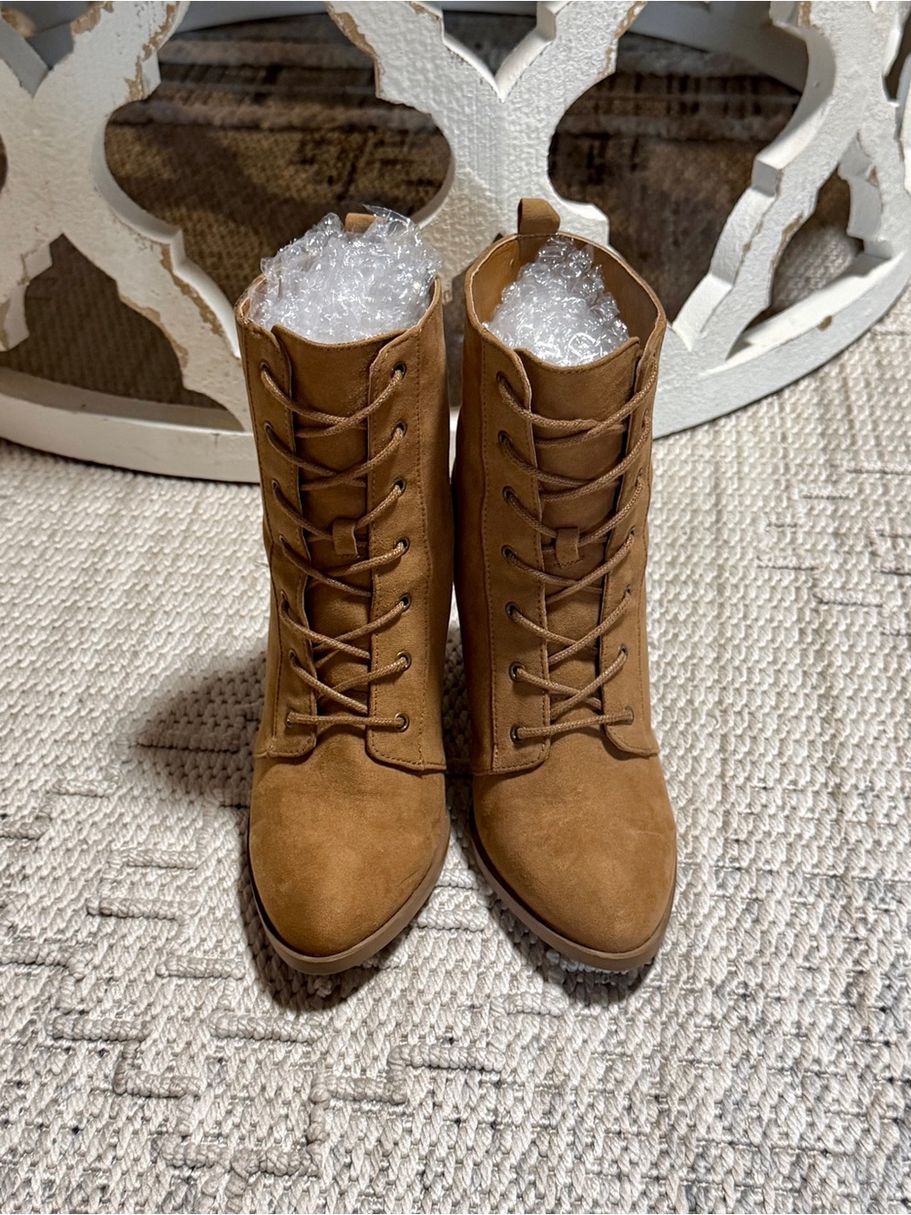 Shoedazzle Kari Lace-Up Faux Suede Boots